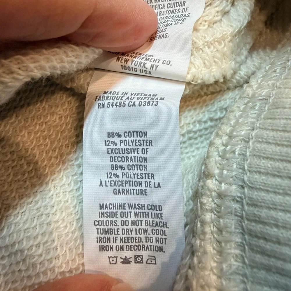 Aerie Love This Moment Cream Ivory Hoodie Sweatshirt Cropped Distressed Hem S - Picture 6 of 12